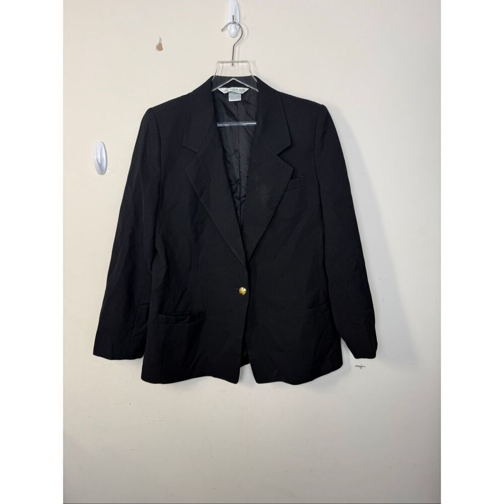 Austin Reed Black 100% Wool Equestrian Blazer Women’s Size 12 Riding Style Gold